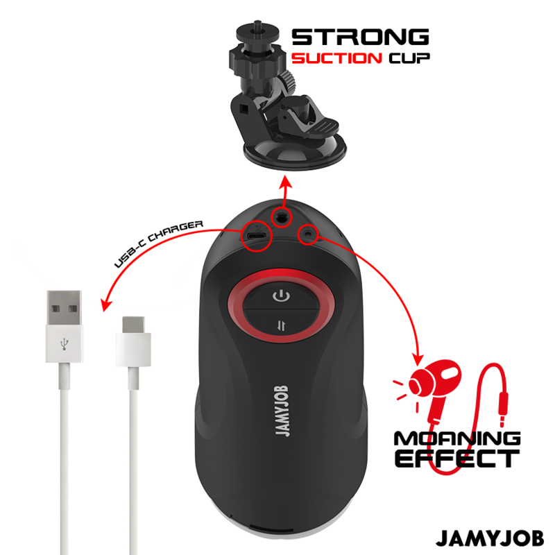 JAMYJOB - MASTURBATORE VAGINALE AUTOMATICO A GRAVITÀ CON 5 MODALITÀ DI SPINTA ED EFFETTO SONORO