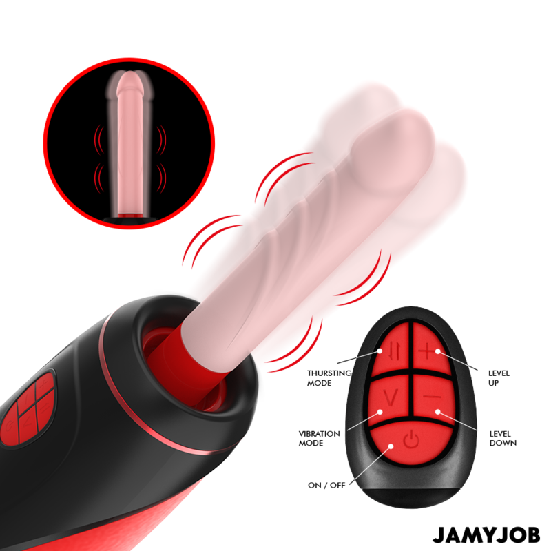 JAMYJOB - MASTURBATORE AUTOMATICO PYSTON BASE CON DILDO TELECOMANDATO