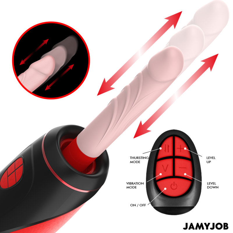JAMYJOB - MASTURBATORE AUTOMATICO PYSTON BASE CON DILDO TELECOMANDATO