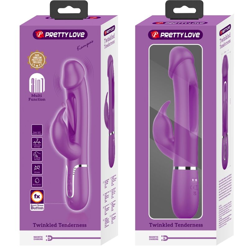 PRETTY LOVE - KAMPAS VIBRATORE CONIGLIO MULTIFUNZIONE 3 IN 1 VIOLA