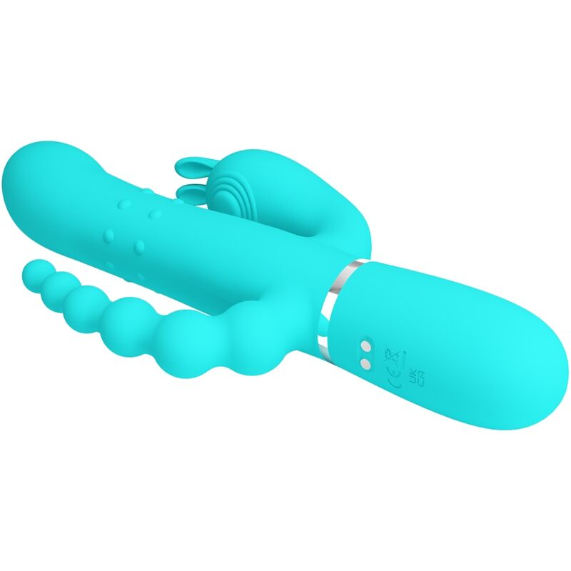 PRETTY LOVE - CAMMY VIBRATORE TRIPLO RABBIT MULTIFUNZIONE 4 IN 1 BLU