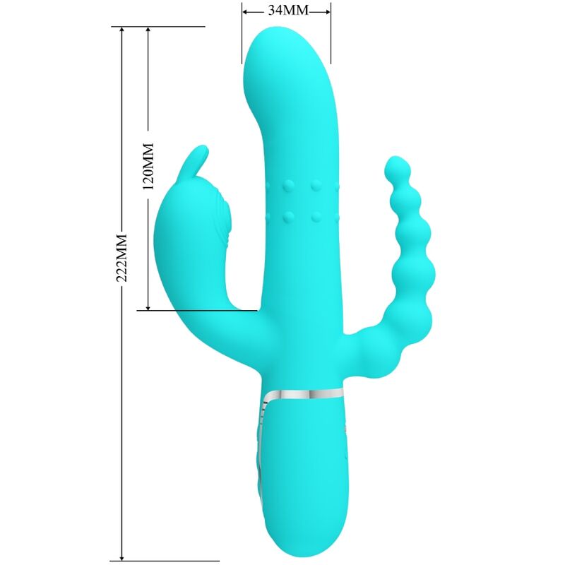 PRETTY LOVE - CAMMY VIBRATORE TRIPLO RABBIT MULTIFUNZIONE 4 IN 1 BLU