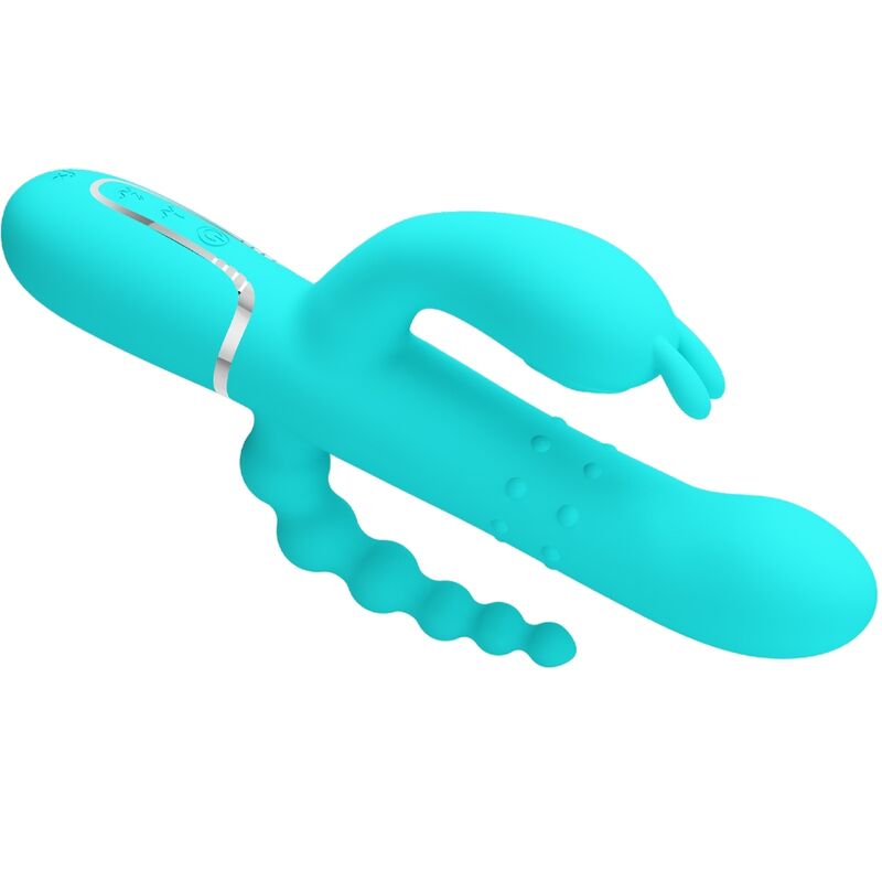 PRETTY LOVE - CAMMY VIBRATORE TRIPLO RABBIT MULTIFUNZIONE 4 IN 1 BLU