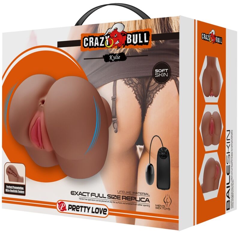 CRAZY BULL - VIBRATORE POSTERIORE KYLIE CON VAGINA NATURALE REALISTICA E ANO TELECOMANDO