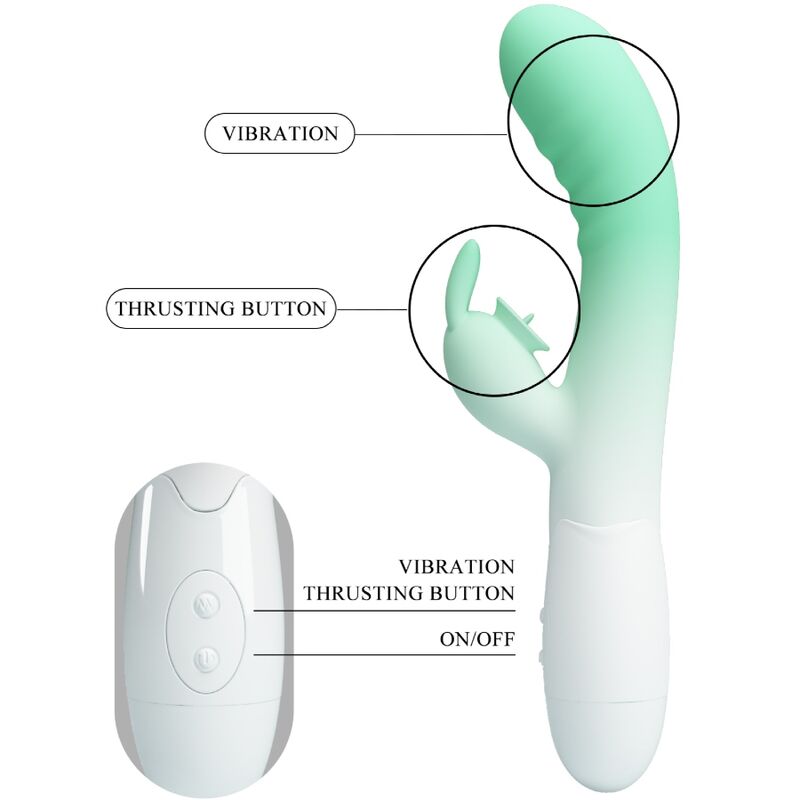 PRETTY LOVE - VIBRATORE CONIGLIO CERBERUS 30 VIBRAZIONI VERDE