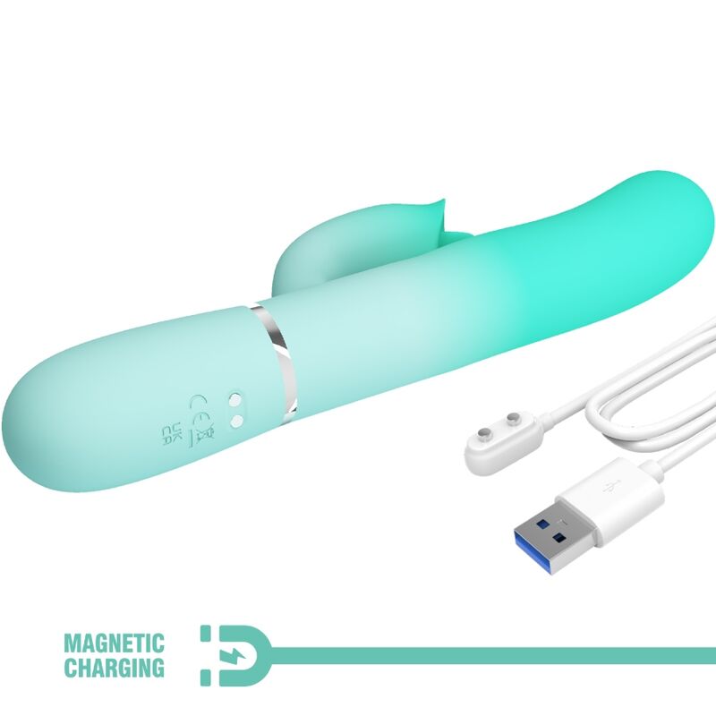 PRETTY LOVE - VIBRATORE CONIGLIO MULTIFUNZIONE GIGI VERDE ACQUA