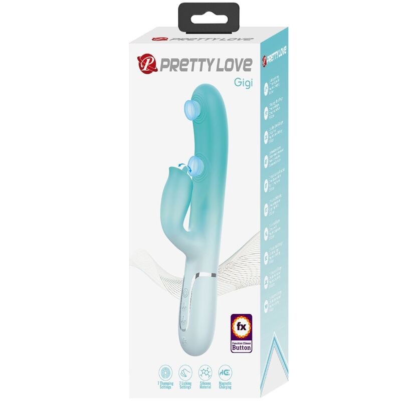 PRETTY LOVE - VIBRATORE CONIGLIO MULTIFUNZIONE GIGI VERDE ACQUA