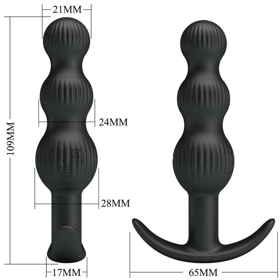 PRETTY LOVE - VIBRATORE ANALE SIDNEY 10 VIBRAZIONI NERO