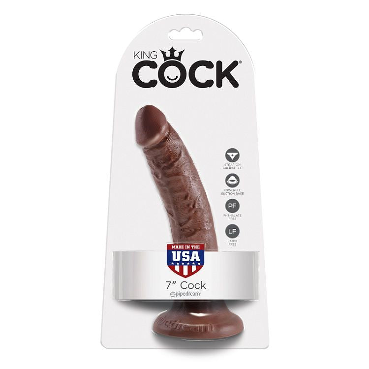 KING COCK - 7 PENI COLOR CIOCCOLATO 17,8 CM