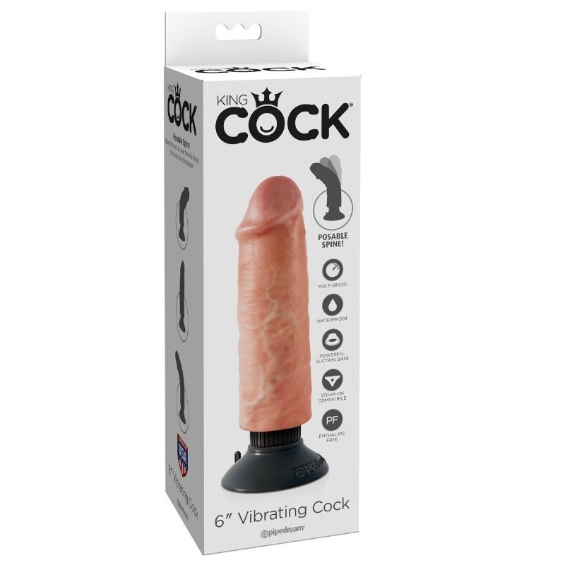 KING COCK - VIBRATORE DILDO 15,24 CM NATURALE