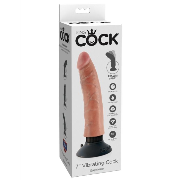 KING COCK - VIBRATORE DILDO 17,78 CM NATURALE