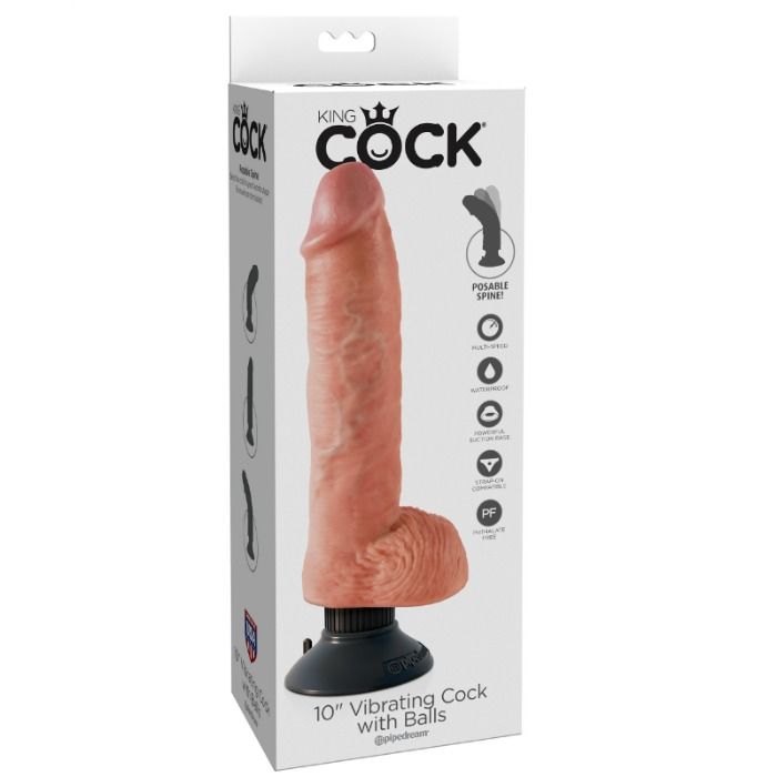 KING COCK - DILDO VIBRANTE CON TESTICOLI 25,5 CM COLORE NATURALE