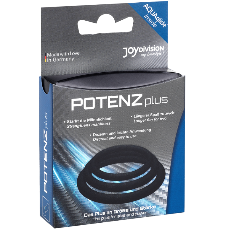 JOYDIVISION POTENZDUO - CONFEZIONE PLUS DI 3 ANELLI PER PENE NERI - S, M, L