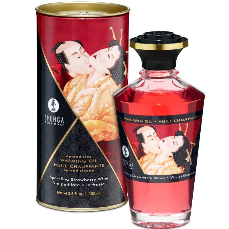 SHUNGA - OLIO DA MASSAGGIO EFFETTO CALORE FRAGOLA E CAVA 100 ML