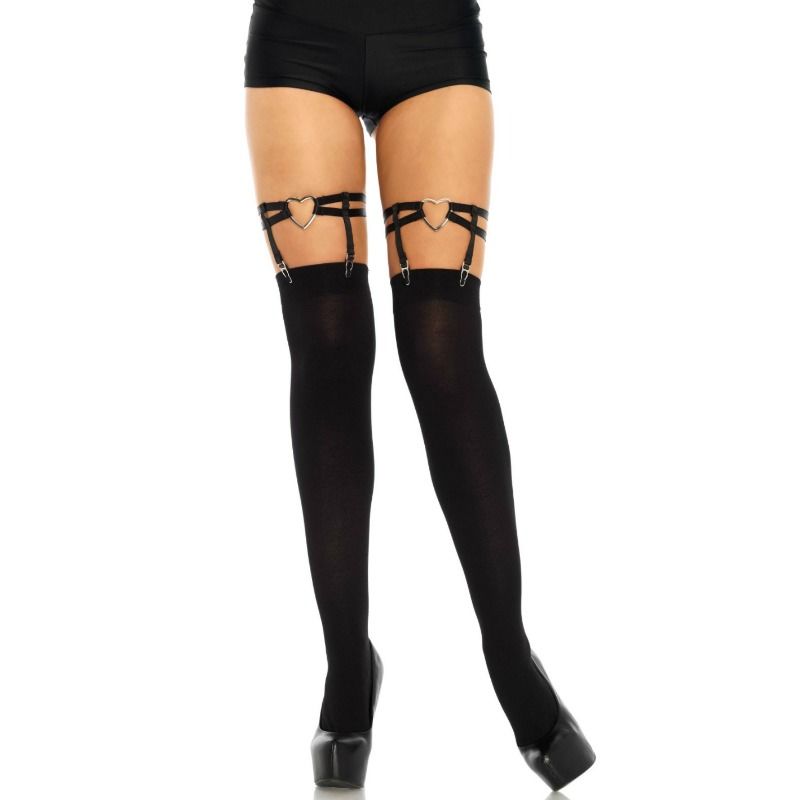 LEG AVENUE - FASCE DOPPIE ELASTICHE CON CUORE TAGLIA UNICA