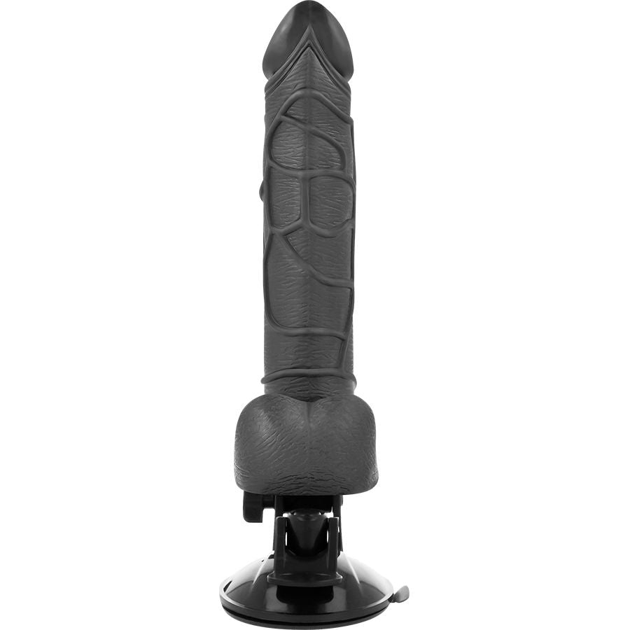 BASECOCK - VIBRATORE REALISTICO NERO CON TELECOMANDO CON TESTICOLI 19,5 CM -O- 4 CM
