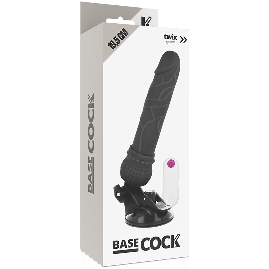 BASECOCK - VIBRATORE REALISTICO TELECOMANDO NERO 19,5 CM -O- 4 CM