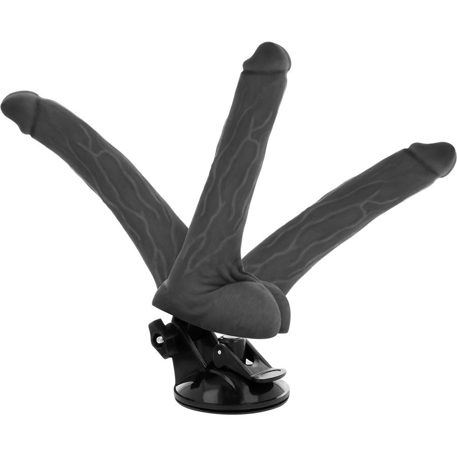 BASECOCK - VIBRATORE REALISTICO ARTICOLABILE TELECOMANDO NERO 18,5 CM -O- 4 CM