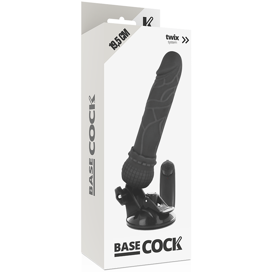 BASECOCK - VIBRATORE REALISTICO TELECOMANDO NERO 19,5 CM -O- 4 CM
