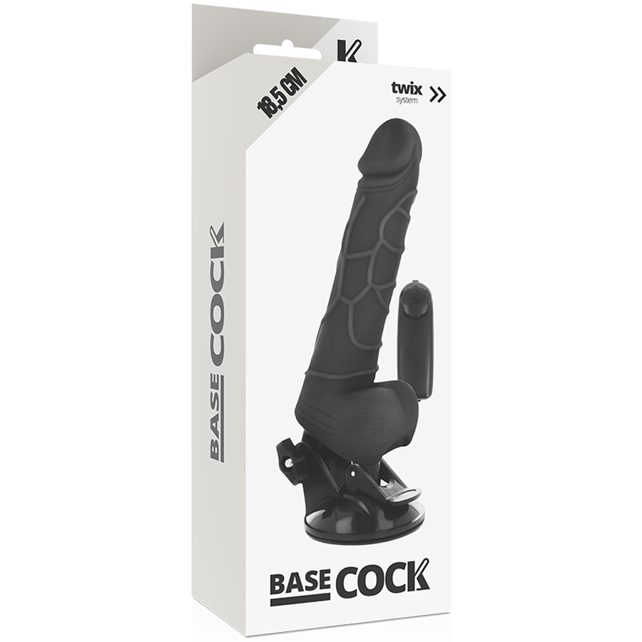 BASECOCK - VIBRATORE REALISTICO TELECOMANDO NERO 18,5 CM -O- 4CM