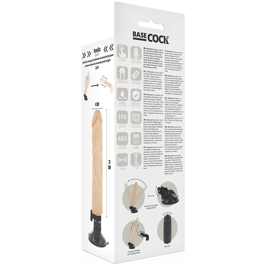BASECOCK - VIBRATORE REALISTICO TELECOMANDO CARNE 21 CM -O- 4 CM