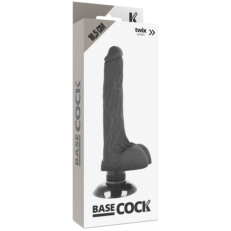 BASECOCK - VIBRATORE REALISTICO 2-1 NERO 18,5 CM -O- 4 CM