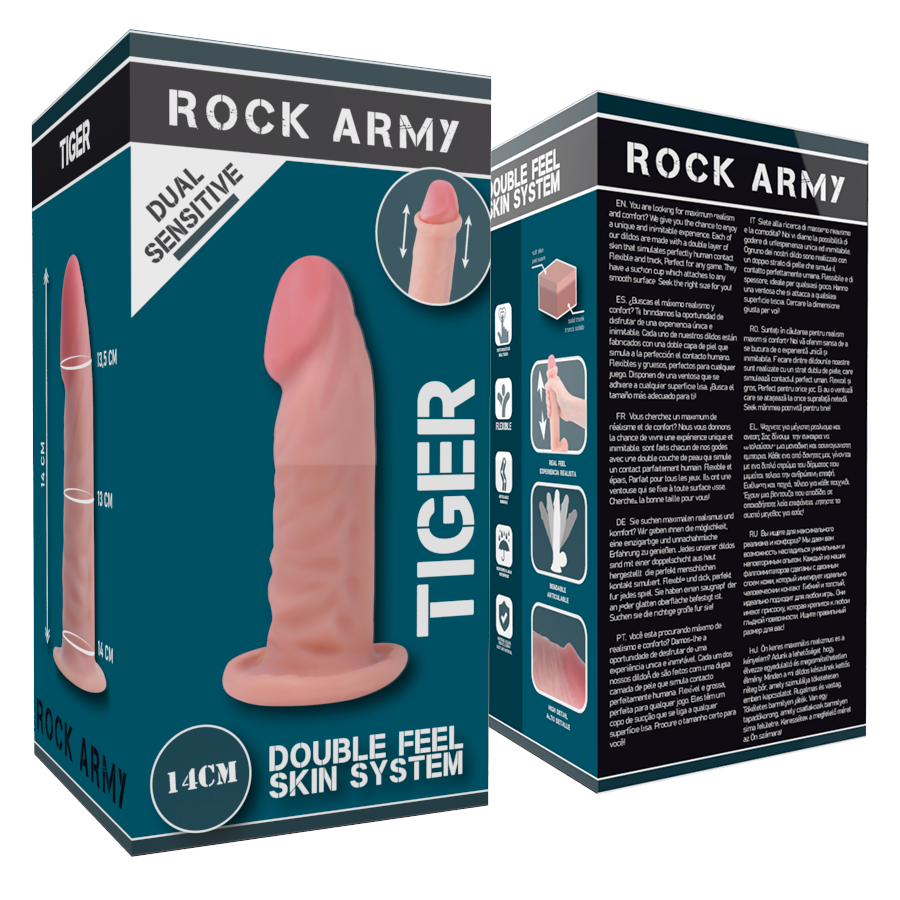 ROCKARMY - DILDO REALISTICO TIGER DOPPIA DENSITÀ 14 CM - O - 4,46 CM