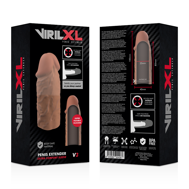 VIRILXL - ESTENSIONE PER PENE IN SILICONE LIQUIDO V3 MARRONE