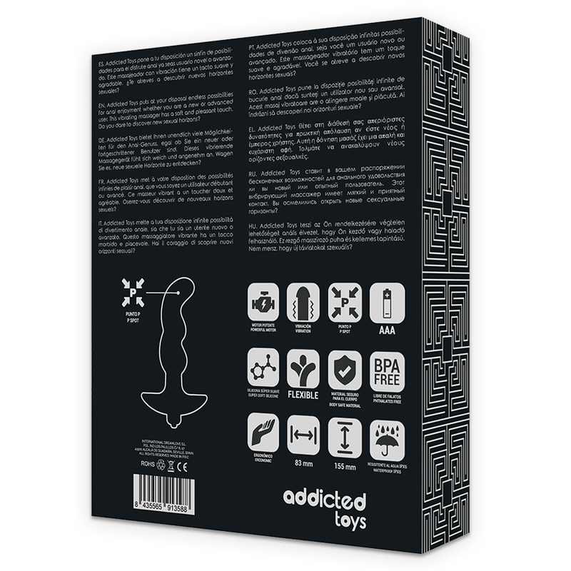 ADDICTED TOYS - MASSAGGIATORE ANALE VIBRANTE NERO MODELLO 2