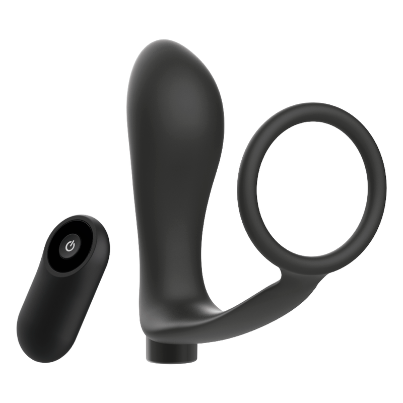 ADDICTED TOYS - PLUG ANALE RICARICABILE NERO CON TELECOMANDO E ANELLO PER PENE