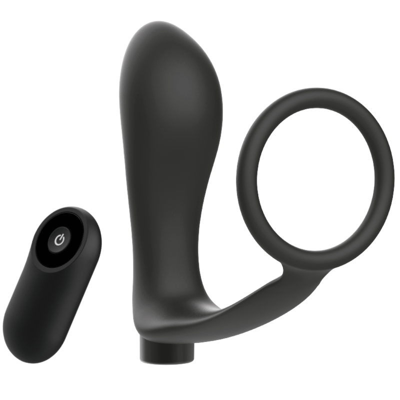 ADDICTED TOYS - PLUG ANALE RICARICABILE NERO CON TELECOMANDO E ANELLO PER PENE