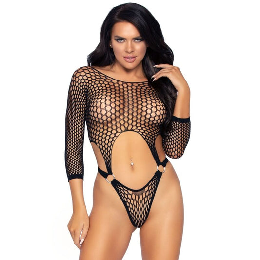 LEG AVENUE - BODY TANGA DE MANGA LARGA TALLA ÚNICA BLANCO