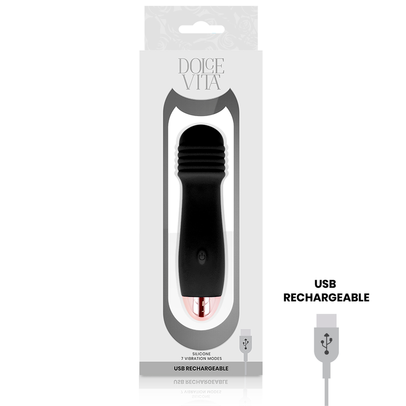 DOLCE VITA - VIBRATORE RICARICABILE TRE NERO 7 VELOCITÀ