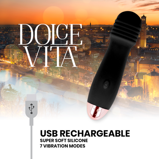 DOLCE VITA - VIBRATORE RICARICABILE TRE NERO 7 VELOCITÀ