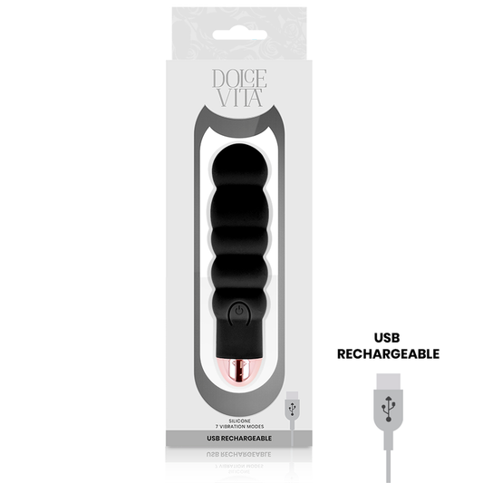 DOLCE VITA - SIX VIBRATORE RICARICABILE NERO 7 VELOCITÀ