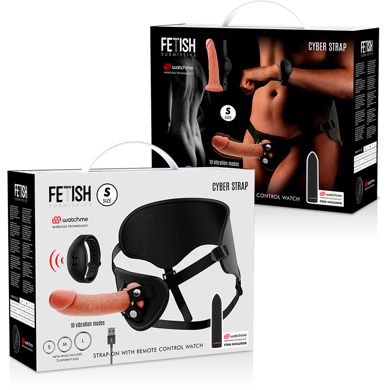 FETISH SUBMISSIVE CYBER STRAP - IMBRACATURA CON DILDO E TELECOMANDO A PROIETTILE TECNOLOGIA WATCHME S