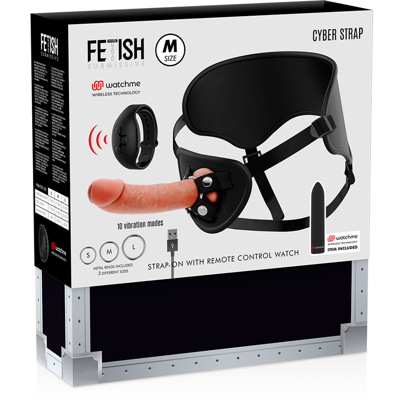 FETISH SUBMISSIVE CYBER STRAP - IMBRACATURA CON DILDO E TELECOMANDO A PROIETTILE TECNOLOGIA WATCHME M