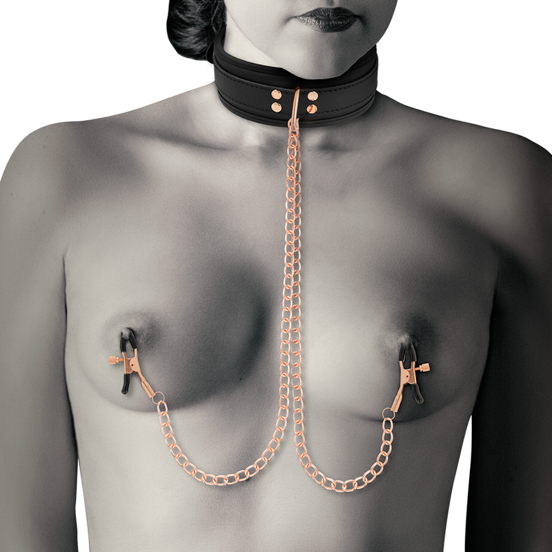 COQUETTE CHIC DESIRE - COLLARE FANTASIA CON MORSETTI PER CAPEZZOLI RIVESTITI IN NEOPRENE