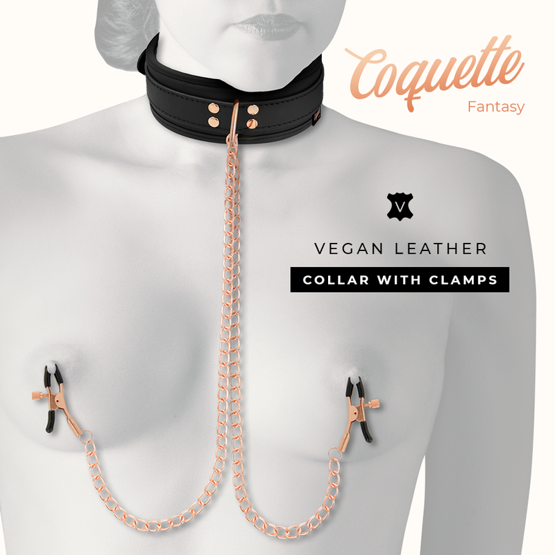 COQUETTE CHIC DESIRE - COLLARE FANTASIA CON MORSETTI PER CAPEZZOLI RIVESTITI IN NEOPRENE