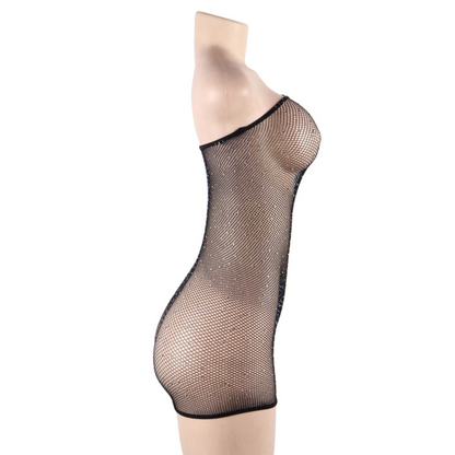 QUEEN LINGERIE - Abito a rete con strass S/L