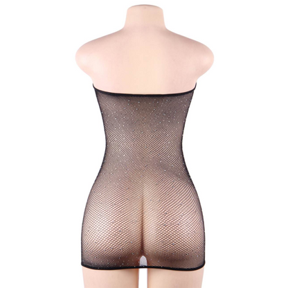 QUEEN LINGERIE - Abito a rete con strass S/L