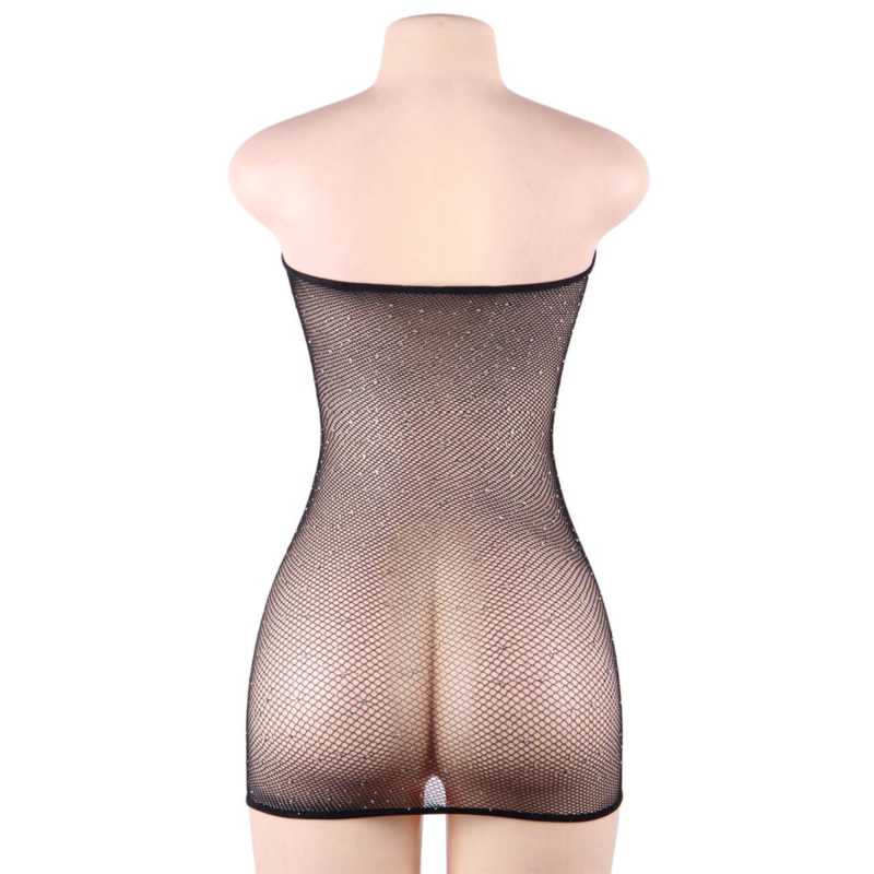QUEEN LINGERIE - Abito a rete con strass S/L