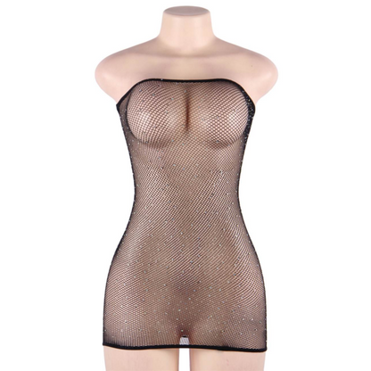 QUEEN LINGERIE - Abito a rete con strass S/L