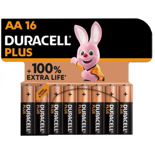 DURACELL - PLUS POWER 100 BATTERIE ALCALINE AA LR6 BLISTER*16