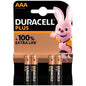 DURACELL - PLUS POWER 100 BATTERIE ALCALINE AAA LR03 BLISTER*4