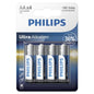 PHILIPS - BLISTER DI BATTERIE ULTRA ALCALINE AA LR6*4