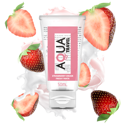AQUA TRAVEL - LUBRIFICANTE A BASE D'ACQUA GUSTO FRAGOLA E PANNA - 50 ML