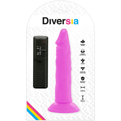 DIVERSIA - DILDO REALISTICO FLESSIBILE VIBRANTE LILLA 23 CM -O- 4,3 CM