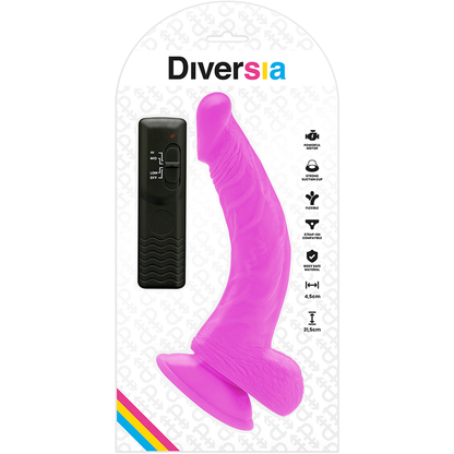DIVERSIA - DILDO REALISTICO FLESSIBILE VIBRANTE LILLA 21,5 CM -O- 4,5 CM