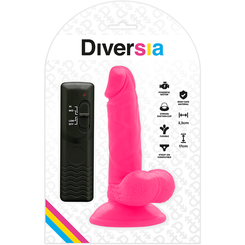 DIVERSIA - DILDO REALISTICO FLESSIBILE VIBRANTE ROSA 17 CM -O- 3,3 CM